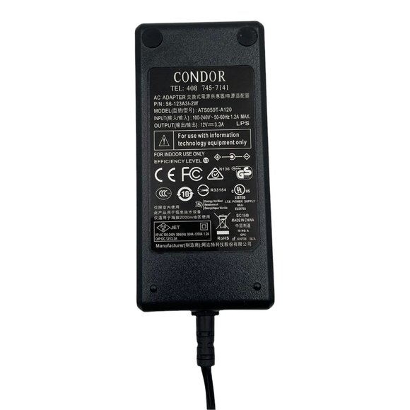 Genuine CONDOR ATS050T-A120 AC/DC Adapter Power Supply 12v 3.3A with Cord NIB - Picture 3 of 7